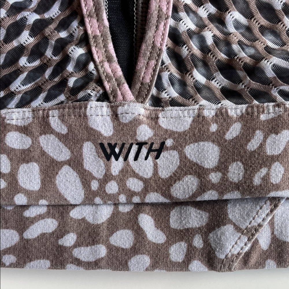 Peloton Mauve Brown Leopard-Print Sports Bra with Pink Logo - Picture 3 of 5